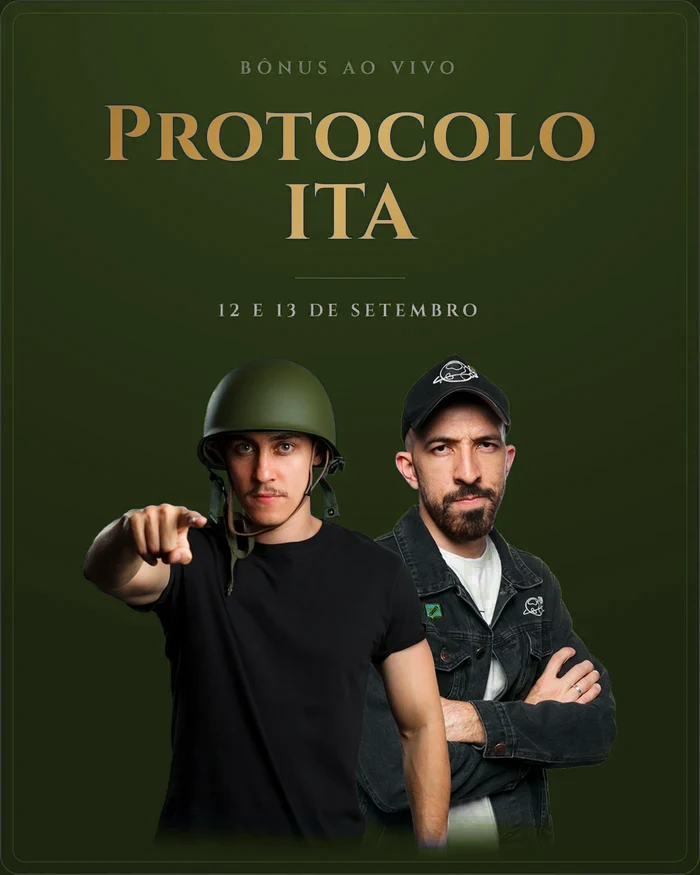 Protocolo ITA, imersão ao vivo em 12 e 13 de setembro, com Felipe Guisoli e o Engenheiro